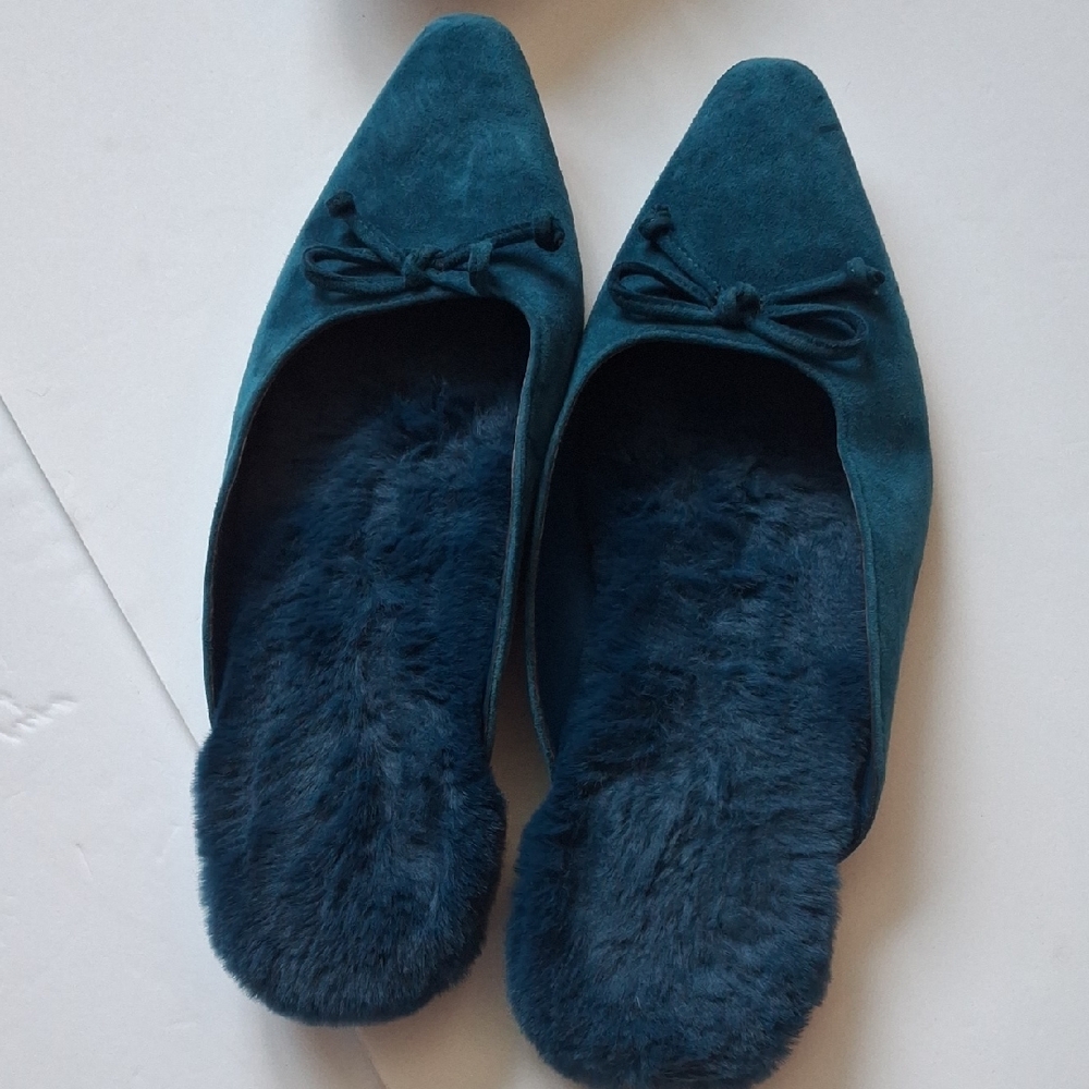 Elegant Teal Suede Women's Slippers. Chico